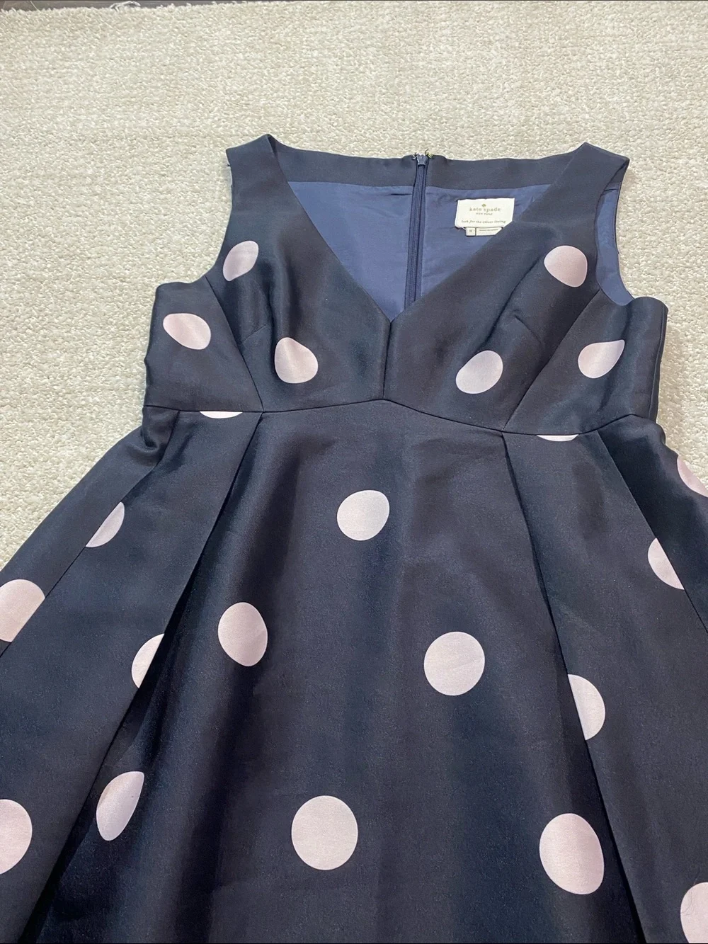 kate spade Black Midi Dress with Pink Polka Dots Size 8